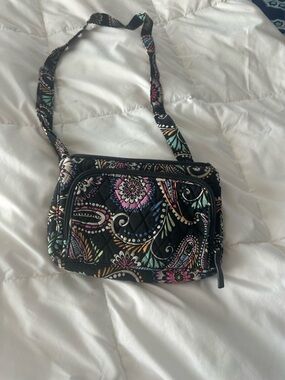 Quilted Black Floral Crossbody Bag